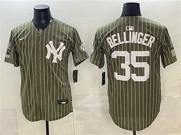 Mens New York Yankees #35 Cody Bellinger Olive 2026 Armed Forces Day Salute To Service Stitched Jersey Dzhi