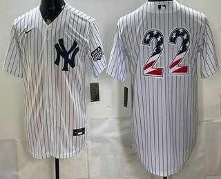 Mens New York Yankees #22 Ben Rice White 2026 USA 250 Fourth of July Home Stadium Stitched Jersey Dzhi
