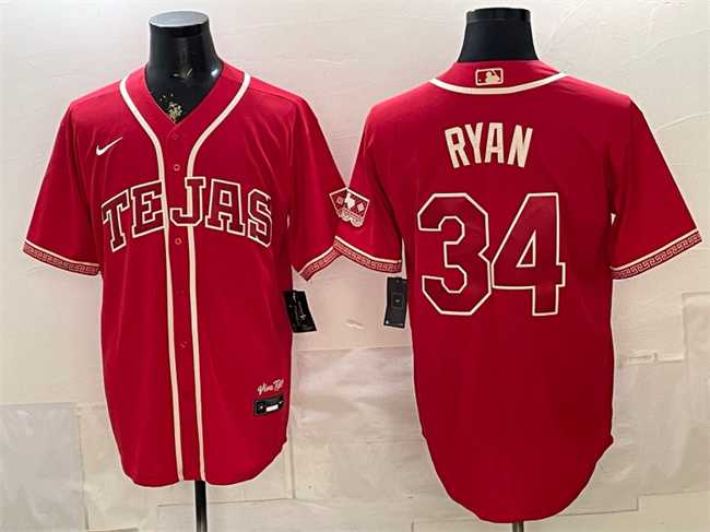 Mens Texas Rangers #34 Nolan Ryan Red 2026 City Connect Stadium Stitched Jersey