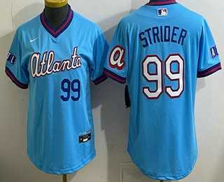 Womens Atlanta Braves #99 Spencer Strider Light Blue 2026 City Connect Stadium Jersey