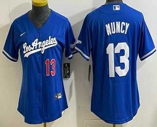 Womens Los Angeles Dodgers #13 Max Muncy Blue Alternate Stadium Jersey
