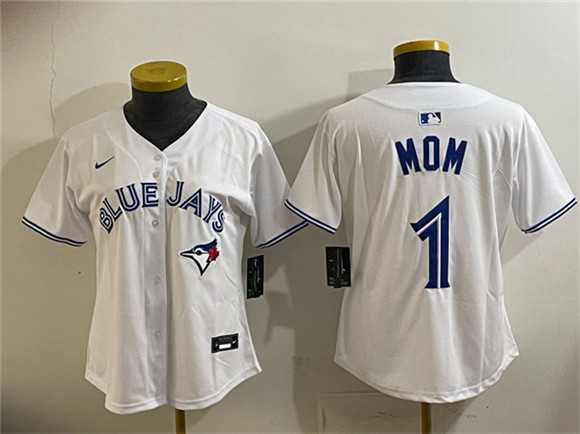 Womens Toronto Blue Jays #1 Mom White Limited Stitched Jersey(Run Small)