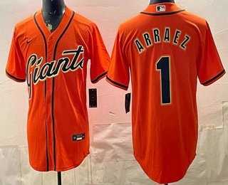 Mens San Francisco Giants #1 Luis Arraez Orange Cool Base Stitched Jersey