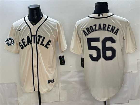 Mens Seattle Mariners #56 Randy Arozarena Cream 50th Anniversary Alternate Stitched Jersey
