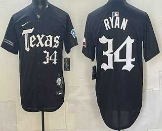 Mens Texas Rangers #34 Nolan Ryan Black Gothic Mexico 2025 Vapor Premier Limited Jersey Dzhi