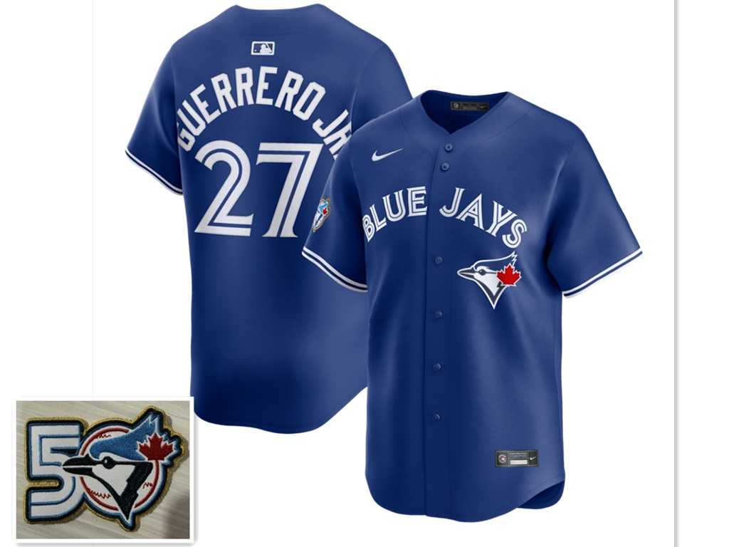 Mens Toronto Blue Jays #27 Vladimir Guerrero Jr. Royal 50th Anniversary Alternate Limited Jersey