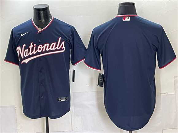 Mens Washington Nationals Blank Navy Stitched Jersey