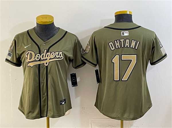 Womens Los Angeles Dodgers #17 Shohei Ohtani Olive 2026 Armed Forces Day Stitched Jersey(Run Small) Dzhi