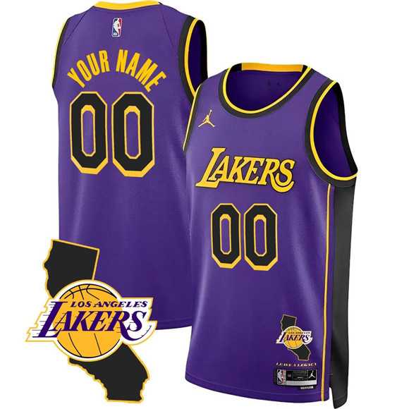 Mens Los Angeles Lakers Active Player Custom Purple 2025 California Patch Stitched Basketball Jersey