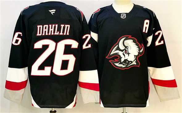 Mens Buffalo Sabres #26 Rasmus Dahlin Black 2024-25 Alternate With A Patch Stitched Jersey