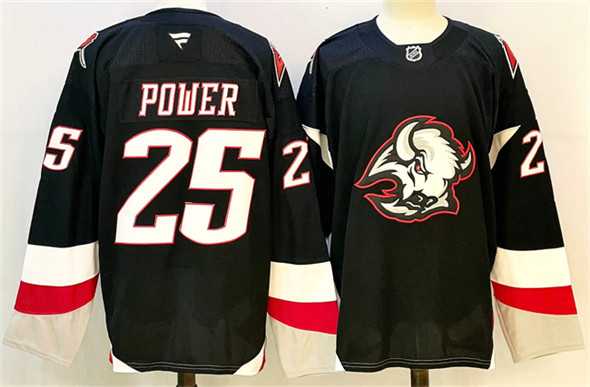 Mens Buffalo Sabres #25 Owen Power Black 2024-25 Alternate Stitched Hockey Jersey