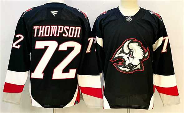 Mens Buffalo Sabres #72 Tage Thompson Black 2024-25 Alternate Stitched Hockey Jersey
