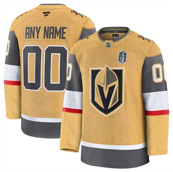 Mens Vegas Golden Knights Active Player Custom Gold 2026 Stanley Cup Final Patch Home Stitched Hockey Jersey