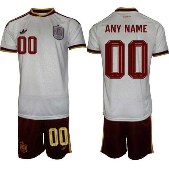 Mens Spain Team Custom White Soccer Jersey Suit->->Custom Jersey