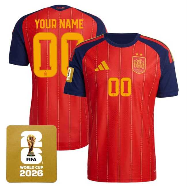 Mens Spain Team Custom Red 2026 World Cup Home Soccer Jersey->->Custom Jersey