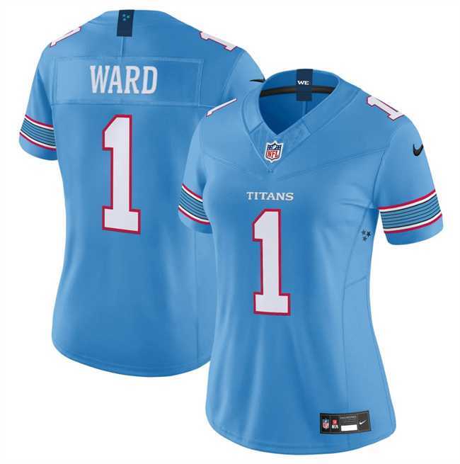 Womens Tennessee Titans #1 Cameron Ward Light Blue 2026 F.U.S.E. Vapor Limited Stitched Jersey Dzhi