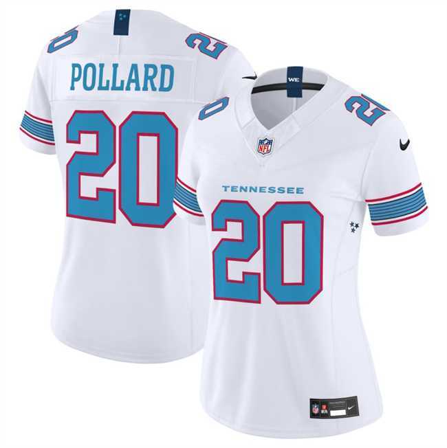 Womens Tennessee Titans #20 Tony Pollard White 2026 F.U.S.E. Vapor Limited Stitched Jersey Dzhi