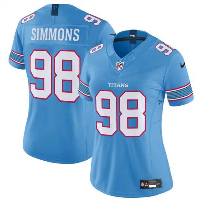 Womens Tennessee Titans #98 Jeffery Simmons Light Blue 2026 F.U.S.E. Vapor Limited Stitched Jersey Dzhi