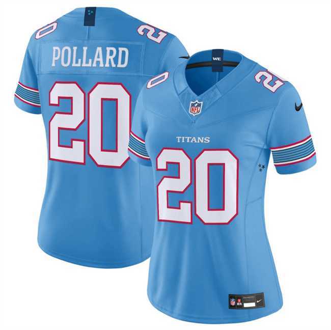 Womens Tennessee Titans #20 Tony Pollard Light Blue 2026 F.U.S.E. Vapor Limited Stitched Jersey Dzhi
