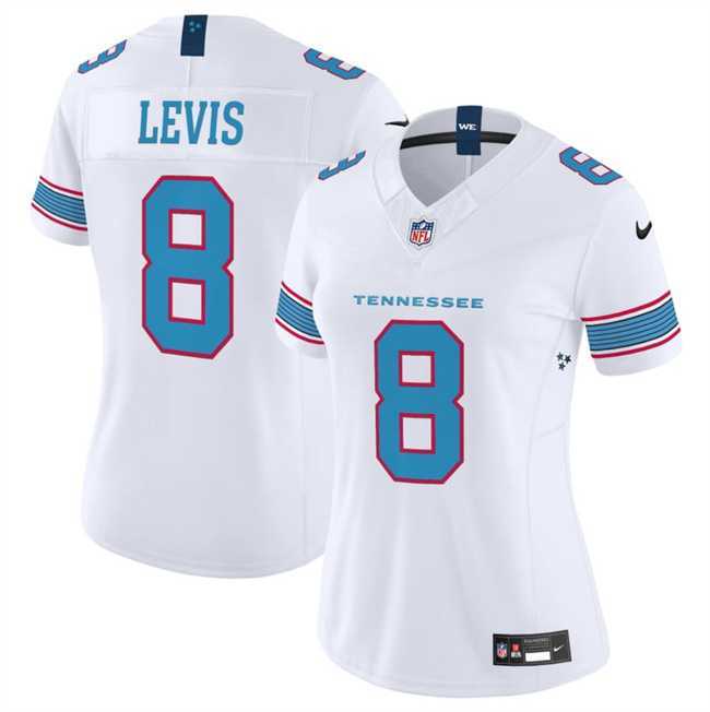 Womens Tennessee Titans #8 Will Levis White 2026 F.U.S.E. Vapor Limited Stitched Jersey Dzhi