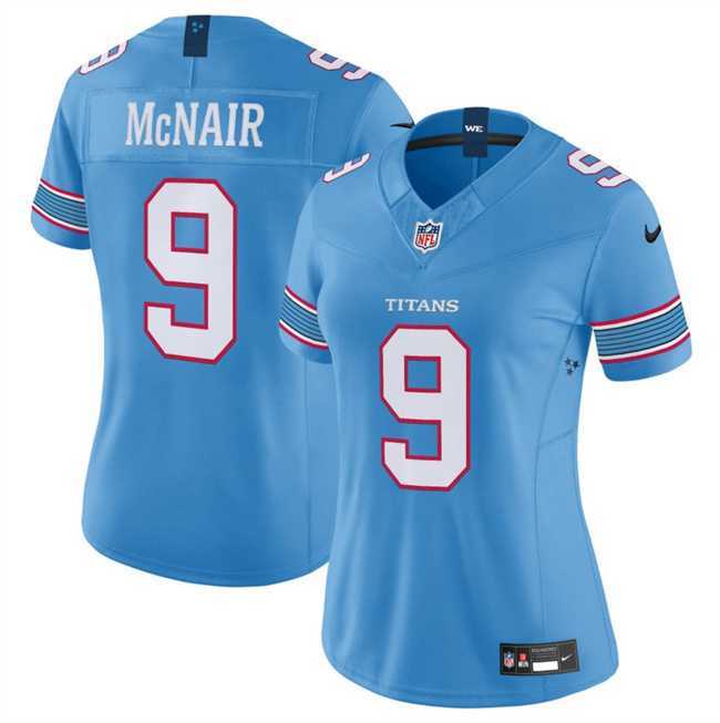 Womens Tennessee Titans #9 Steve McNair Light Blue 2026 F.U.S.E. Vapor Limited Stitched Jersey Dzhi