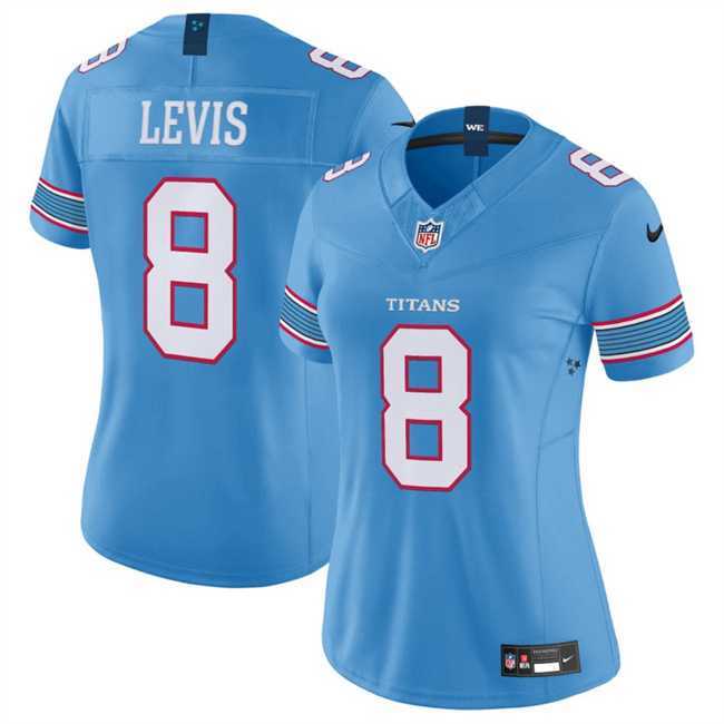 Womens Tennessee Titans #8 Will Levis Light Blue 2026 F.U.S.E. Vapor Limited Stitched Jersey Dzhi