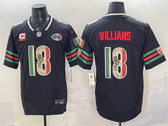 Mens Chicago Bears #18 Caleb Williams Black Mexico F.U.S.E. With 2-star C Patch And VMH Patch Throwback Stitched Jersey