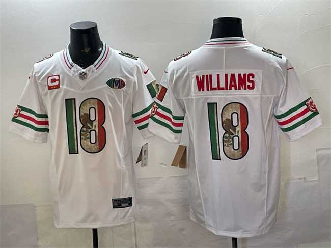 Mens Chicago Bears #18 Caleb Williams White Mexico F.U.S.E. With 2-star C Patch And VMH Patch Throwback Stitched Jersey