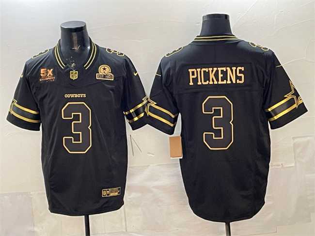 Mens Dallas Cowboys #3 George pickens Black 2025 F.U.S.E. With 5x Super Bowl Champions & Established In 1960 Patch Vapor Limited Stitched Jersey