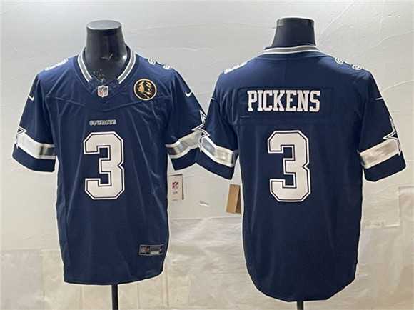 Mens Dallas Cowboys #3 George pickens Navy F.U.S.E. With John Madden Patch Vapor Limited Stitched Jersey
