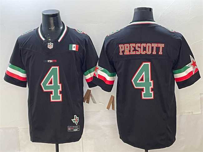 Mens Dallas Cowboys #4 Dak Prescott 2024 Mexico Black F.U.S.E. Stitched Jersey