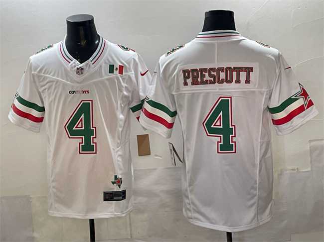 Mens Dallas Cowboys #4 Dak Prescott 2024 Mexico White F.U.S.E. Stitched Jersey