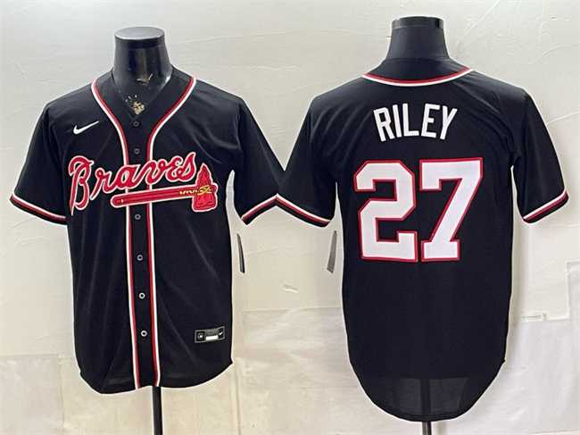 Mens Atlanta Braves #27 Austin Riley 2026 Fashion Replica Black Out Stitched Jersey