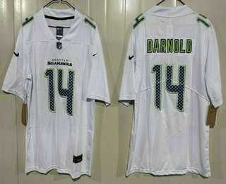 Mens Seattle Seahawks #14 Sam Darnold Limited White Fashion Vapor Jersey