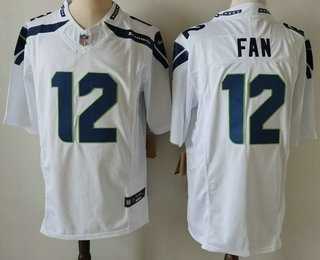Mens Seattle Seahawks #12 Fan Limited FUSE White Vapor Jersey
