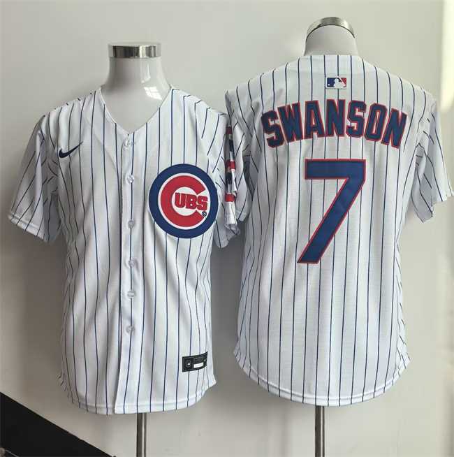 Mens Chicago Cubs #7 Dansby Swanson White Home Limited Stitched Jersey