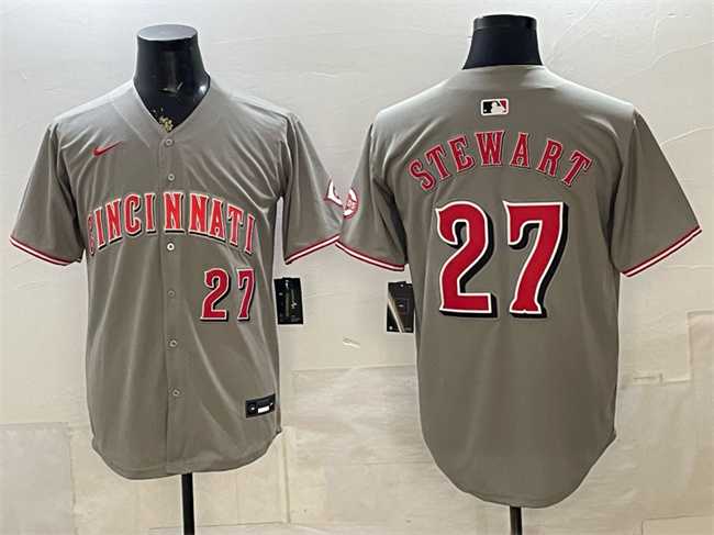 Mens Cincinnati Reds #27 Sal Stewart Grey Road Limited Stitched Jersey->cincinnati reds->MLB Jersey