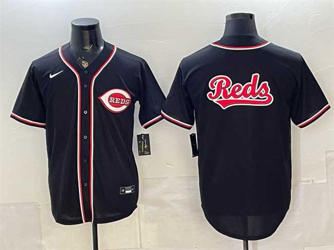 Mens Cincinnati Reds Team Big Logo 2026 Fashion Replica Black Out Stitched Jersey Dzhi->cincinnati reds->MLB Jersey