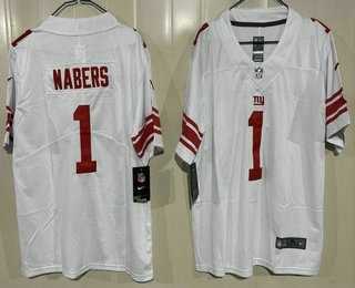 Youth New York Giants #1 Malik Nabers Limited White Vapor Jersey