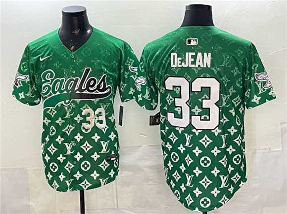 Mens Philadelphia Eagles #33 Cooper DeJean Green With Patch Limited Stitched Baseball Jersey