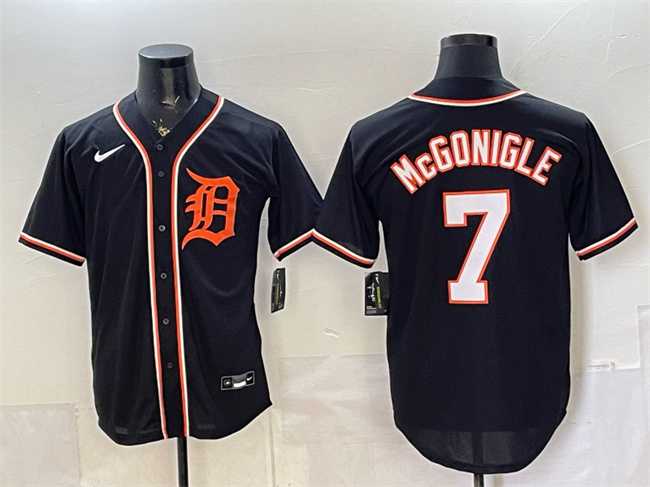 Mens Detroit Tigers #7 Kevin McGonigle 2026 Fashion Replica Black Out Stitched Jersey