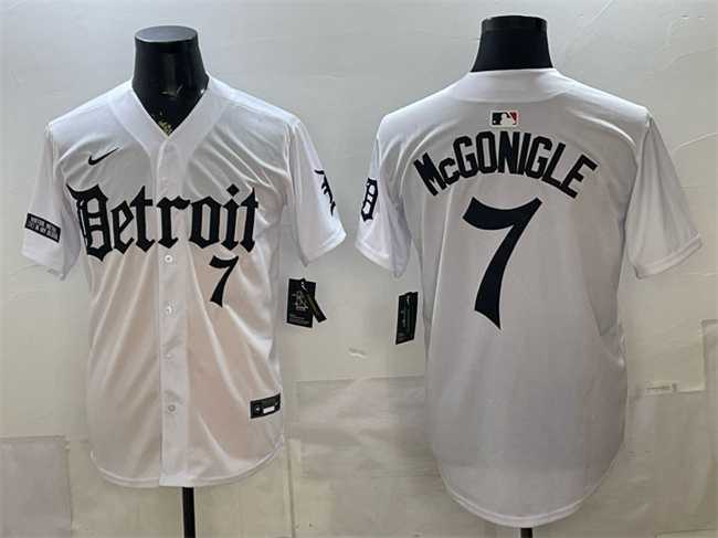 Mens Detroit Tigers #7 Kevin McGonigle 2026 White Motor Gothic Edition Vapor Premier Limited Stitched Jersey Dzhi