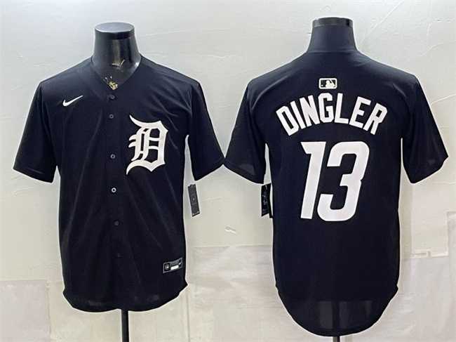 Mens Detroit Tigers #13 Dillon Dingler Black Limited Stitched Jersey