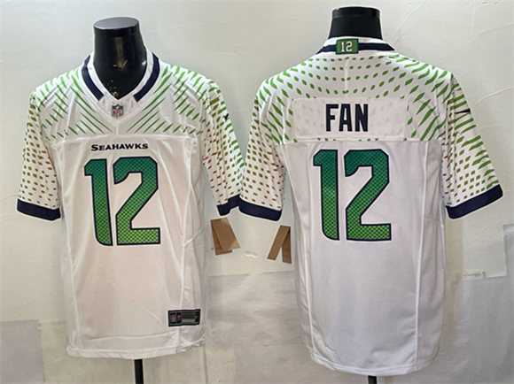 Mens Seattle Seahawks #12 Fan White 2025 F.U.S.E. Rivalries Vapor Untouchable Limited Stitched Jersey