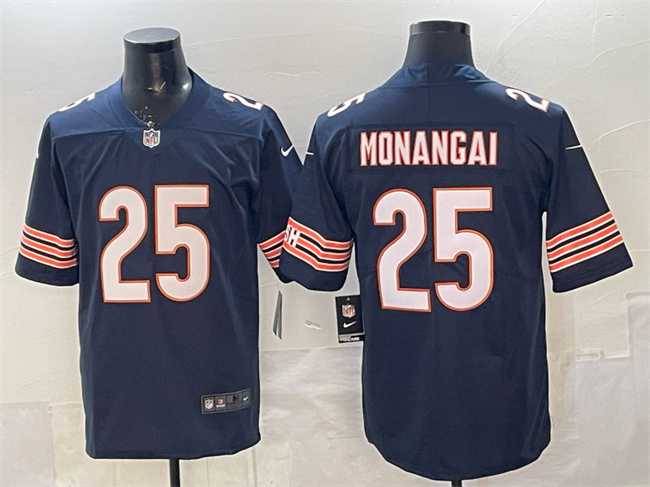 Mens Chicago Bears #25 Kyle Monangai Navy Vapor Untouchable Stitched Jersey