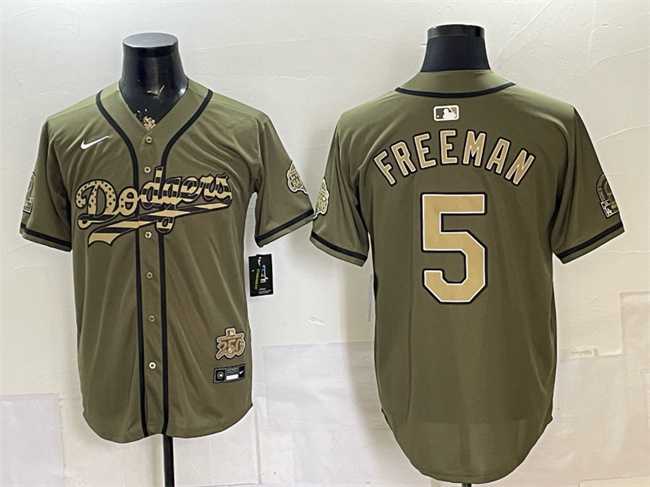 Mens Los Angeles Dodgers #5 Freddie Freeman Olive 2026 Armed Forces Day Stitched Jersey Dzhi