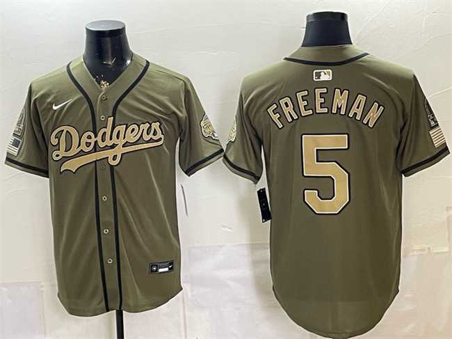 Mens Los Angeles Dodgers #5 Freddie Freeman Olive 2026 Armed Forces Day Stitched Jersey Dzhi