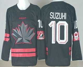 Mens Canada #10 Nick Suzuki Black 2026 Olympics Stitched Jersey