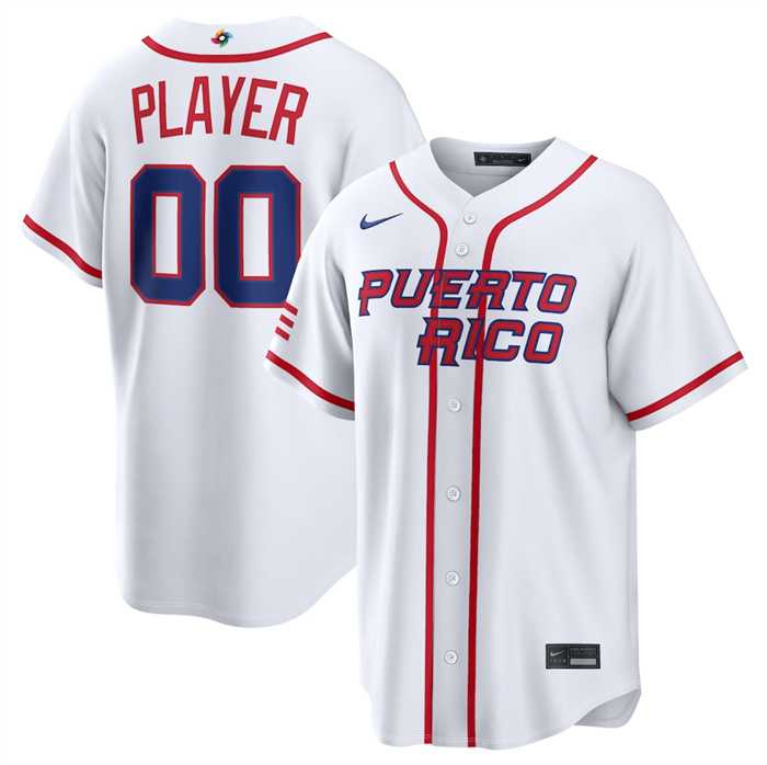 Mens Puerto Rico Baseball Active Player Custom White 2026 World Baseball Classic Home Stadium Stitched Jersey