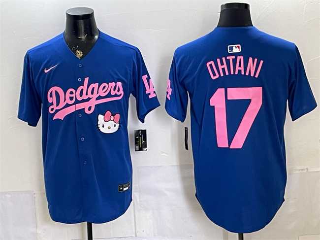 Mens Los Angeles Dodgers #17 Shohei Ohtani Royal 2025 Hello Kitty Vapor Limited Stitched Jersey Dzhi